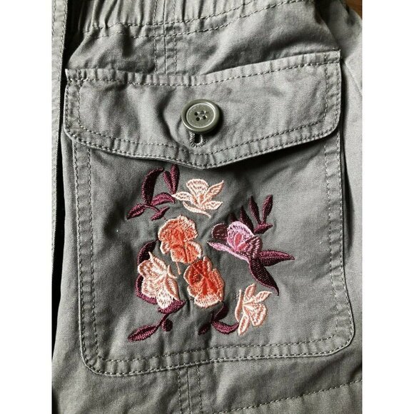 Jou Jou Girl Embroidered Flower Green Cargo Jacket - Picture 6 of 6